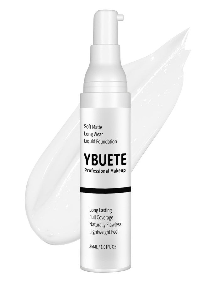 كريم أساس سائل أبيض من YBUETE لمكياج الهالوين القوطي، كريم أساس أبيض احترافي مقاوم للماء بتغطية كاملة لمكياج المؤثرات الخاصة (الهياكل العظمية، الأشباح، الزومبي، المهرجين) ومكياج الوجه التنكري لحفلات الهالوين للكبار - Image 1